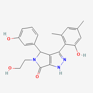 molecular formula C21H21N3O4 B11377146 3-(2-hydroxy-4,6-dimethylphenyl)-5-(2-hydroxyethyl)-4-(3-hydroxyphenyl)-4,5-dihydropyrrolo[3,4-c]pyrazol-6(2H)-one 