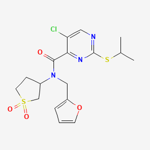 5-chloro-N-(1,1-dioxidotetrahydrothiophen-3-yl)-N-(furan-2-ylmethyl)-2-(propan-2-ylsulfanyl)pyrimidine-4-carboxamide