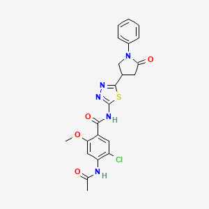 4-(acetylamino)-5-chloro-2-methoxy-N-[5-(5-oxo-1-phenylpyrrolidin-3-yl)-1,3,4-thiadiazol-2-yl]benzamide