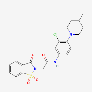 molecular formula C21H22ClN3O4S B11377265 N-[3-chloro-4-(4-methylpiperidin-1-yl)phenyl]-2-(1,1-dioxido-3-oxo-1,2-benzothiazol-2(3H)-yl)acetamide 