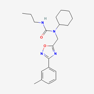 molecular formula C20H28N4O2 B11377279 1-Cyclohexyl-1-{[3-(3-methylphenyl)-1,2,4-oxadiazol-5-yl]methyl}-3-propylurea 