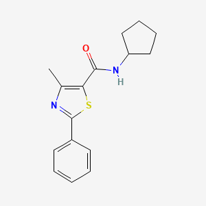 molecular formula C16H18N2OS B11377298 N-cyclopentyl-4-methyl-2-phenyl-1,3-thiazole-5-carboxamide 