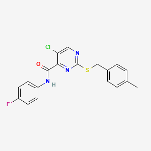 molecular formula C19H15ClFN3OS B11377309 5-chloro-N-(4-fluorophenyl)-2-[(4-methylbenzyl)sulfanyl]pyrimidine-4-carboxamide 