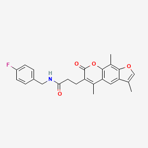 molecular formula C24H22FNO4 B11377350 N-(4-fluorobenzyl)-3-(3,5,9-trimethyl-7-oxo-7H-furo[3,2-g]chromen-6-yl)propanamide 