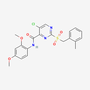 molecular formula C21H20ClN3O5S B11377359 5-chloro-N-(2,4-dimethoxyphenyl)-2-[(2-methylbenzyl)sulfonyl]pyrimidine-4-carboxamide 