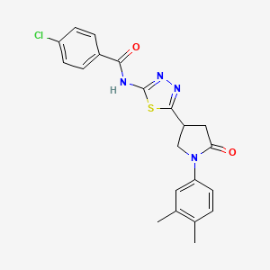 4-chloro-N-{5-[1-(3,4-dimethylphenyl)-5-oxopyrrolidin-3-yl]-1,3,4-thiadiazol-2-yl}benzamide