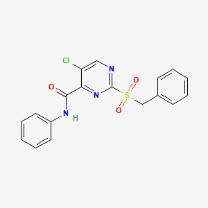 molecular formula C18H14ClN3O3S B11377390 2-(benzylsulfonyl)-5-chloro-N-phenylpyrimidine-4-carboxamide 