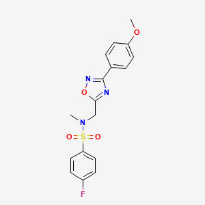 molecular formula C17H16FN3O4S B11377398 4-fluoro-N-{[3-(4-methoxyphenyl)-1,2,4-oxadiazol-5-yl]methyl}-N-methylbenzenesulfonamide 