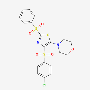 molecular formula C19H17ClN2O5S3 B11377472 4-(4-((4-Chlorophenyl)sulfonyl)-2-(phenylsulfonyl)thiazol-5-yl)morpholine 