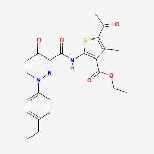 molecular formula C23H23N3O5S B11377512 Ethyl 5-acetyl-2-({[1-(4-ethylphenyl)-4-oxo-1,4-dihydropyridazin-3-yl]carbonyl}amino)-4-methylthiophene-3-carboxylate 