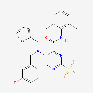 N-(2,6-dimethylphenyl)-2-(ethylsulfonyl)-5-[(3-fluorobenzyl)(furan-2-ylmethyl)amino]pyrimidine-4-carboxamide