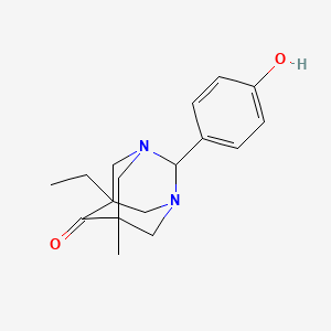 molecular formula C17H22N2O2 B11377621 5-Ethyl-2-(4-hydroxyphenyl)-7-methyl-1,3-diazatricyclo[3.3.1.1~3,7~]decan-6-one 