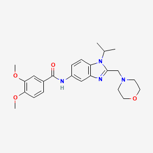 molecular formula C24H30N4O4 B11377680 3,4-dimethoxy-N-[2-(morpholin-4-ylmethyl)-1-(propan-2-yl)-1H-benzimidazol-5-yl]benzamide 