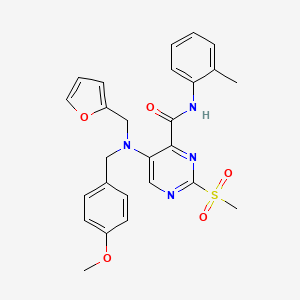 molecular formula C26H26N4O5S B11377715 5-[(furan-2-ylmethyl)(4-methoxybenzyl)amino]-N-(2-methylphenyl)-2-(methylsulfonyl)pyrimidine-4-carboxamide 