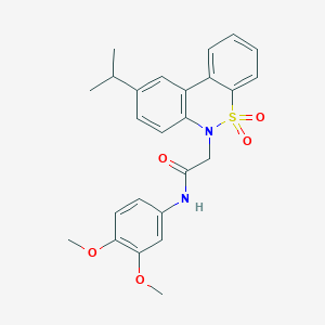 molecular formula C25H26N2O5S B11377716 N-(3,4-dimethoxyphenyl)-2-(9-isopropyl-5,5-dioxido-6H-dibenzo[c,e][1,2]thiazin-6-yl)acetamide 