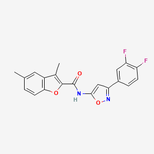 N-[3-(3,4-difluorophenyl)-1,2-oxazol-5-yl]-3,5-dimethyl-1-benzofuran-2-carboxamide