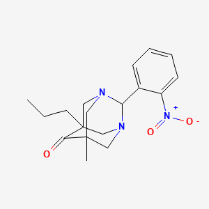 molecular formula C18H23N3O3 B11377747 5-Methyl-2-(2-nitrophenyl)-7-propyl-1,3-diazatricyclo[3.3.1.1~3,7~]decan-6-one 