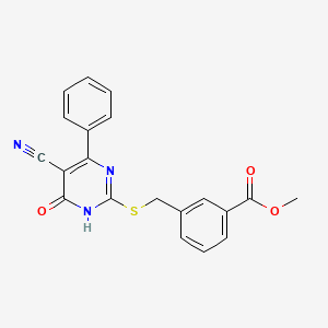 Methyl 3-(((5-cyano-6-oxo-4-phenyl-1,6-dihydropyrimidin-2-yl)thio)methyl)benzoate