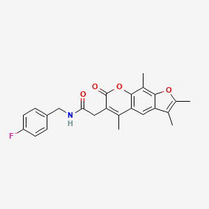 molecular formula C24H22FNO4 B11377840 N-(4-fluorobenzyl)-2-(2,3,5,9-tetramethyl-7-oxo-7H-furo[3,2-g]chromen-6-yl)acetamide 