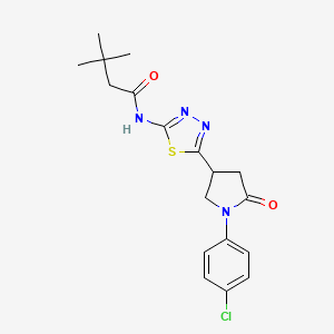 N-{5-[1-(4-chlorophenyl)-5-oxopyrrolidin-3-yl]-1,3,4-thiadiazol-2-yl}-3,3-dimethylbutanamide