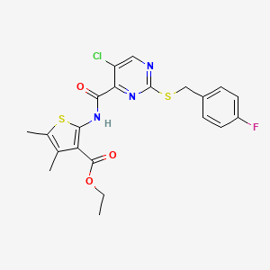 Ethyl 2-[({5-chloro-2-[(4-fluorobenzyl)sulfanyl]pyrimidin-4-yl}carbonyl)amino]-4,5-dimethylthiophene-3-carboxylate