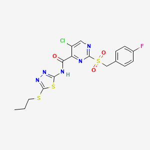 5-chloro-2-[(4-fluorobenzyl)sulfonyl]-N-[5-(propylsulfanyl)-1,3,4-thiadiazol-2-yl]pyrimidine-4-carboxamide