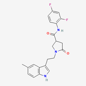 molecular formula C22H21F2N3O2 B11377903 N-(2,4-difluorophenyl)-1-[2-(5-methyl-1H-indol-3-yl)ethyl]-5-oxopyrrolidine-3-carboxamide 