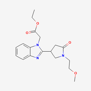 molecular formula C18H23N3O4 B11377938 ethyl {2-[1-(2-methoxyethyl)-5-oxopyrrolidin-3-yl]-1H-benzimidazol-1-yl}acetate 