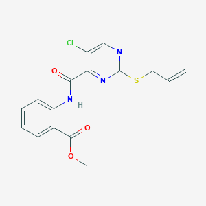 molecular formula C16H14ClN3O3S B11377961 Methyl 2-({[2-(allylthio)-5-chloropyrimidin-4-yl]carbonyl}amino)benzoate 