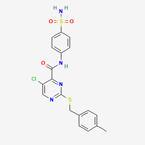 molecular formula C19H17ClN4O3S2 B11377976 5-chloro-2-[(4-methylbenzyl)sulfanyl]-N-(4-sulfamoylphenyl)pyrimidine-4-carboxamide 