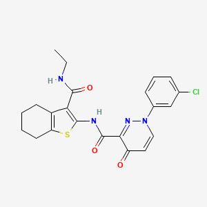 molecular formula C22H21ClN4O3S B11377990 1-(3-chlorophenyl)-N-[3-(ethylcarbamoyl)-4,5,6,7-tetrahydro-1-benzothiophen-2-yl]-4-oxo-1,4-dihydropyridazine-3-carboxamide 