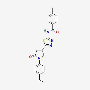 N-{5-[1-(4-ethylphenyl)-5-oxopyrrolidin-3-yl]-1,3,4-thiadiazol-2-yl}-4-methylbenzamide