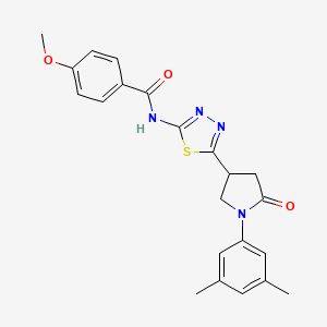 N-{5-[1-(3,5-dimethylphenyl)-5-oxopyrrolidin-3-yl]-1,3,4-thiadiazol-2-yl}-4-methoxybenzamide