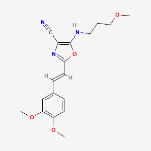 2-[(E)-2-(3,4-dimethoxyphenyl)ethenyl]-5-[(3-methoxypropyl)amino]-1,3-oxazole-4-carbonitrile