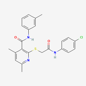 molecular formula C23H22ClN3O2S B11378089 2-({2-[(4-chlorophenyl)amino]-2-oxoethyl}sulfanyl)-4,6-dimethyl-N-(3-methylphenyl)pyridine-3-carboxamide 