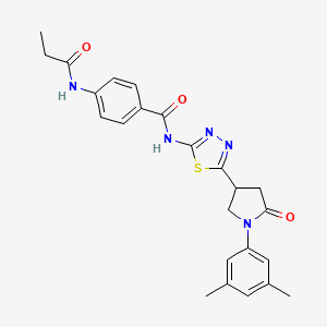 N-{5-[1-(3,5-dimethylphenyl)-5-oxopyrrolidin-3-yl]-1,3,4-thiadiazol-2-yl}-4-(propanoylamino)benzamide