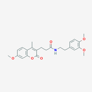 molecular formula C24H27NO6 B11378137 N-[2-(3,4-dimethoxyphenyl)ethyl]-3-(7-methoxy-4-methyl-2-oxo-2H-chromen-3-yl)propanamide 