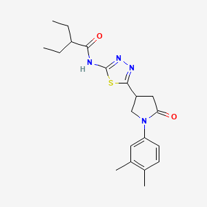 molecular formula C20H26N4O2S B11378138 N-{5-[1-(3,4-dimethylphenyl)-5-oxopyrrolidin-3-yl]-1,3,4-thiadiazol-2-yl}-2-ethylbutanamide 