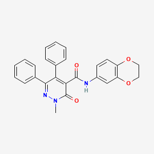 molecular formula C26H21N3O4 B11378175 N-(2,3-dihydrobenzo[b][1,4]dioxin-6-yl)-2-methyl-3-oxo-5,6-diphenyl-2,3-dihydropyridazine-4-carboxamide 