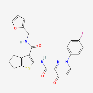 molecular formula C24H19FN4O4S B11378215 1-(4-fluorophenyl)-N-{3-[(furan-2-ylmethyl)carbamoyl]-5,6-dihydro-4H-cyclopenta[b]thiophen-2-yl}-4-oxo-1,4-dihydropyridazine-3-carboxamide 