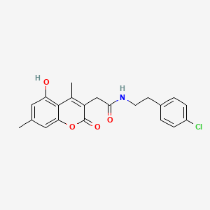 molecular formula C21H20ClNO4 B11378229 N-[2-(4-chlorophenyl)ethyl]-2-(5-hydroxy-4,7-dimethyl-2-oxo-2H-chromen-3-yl)acetamide 