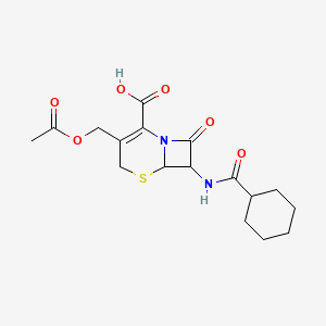 molecular formula C17H22N2O6S B11378252 3-[(Acetyloxy)methyl]-7-[(cyclohexylcarbonyl)amino]-8-oxo-5-thia-1-azabicyclo[4.2.0]oct-2-ene-2-carboxylic acid 