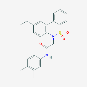 molecular formula C25H26N2O3S B11378267 N-(3,4-dimethylphenyl)-2-(9-isopropyl-5,5-dioxido-6H-dibenzo[c,e][1,2]thiazin-6-yl)acetamide 