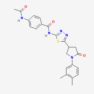 molecular formula C23H23N5O3S B11378283 4-(acetylamino)-N-{5-[1-(3,4-dimethylphenyl)-5-oxopyrrolidin-3-yl]-1,3,4-thiadiazol-2-yl}benzamide 