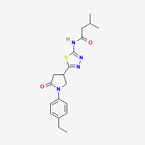 N-{5-[1-(4-ethylphenyl)-5-oxopyrrolidin-3-yl]-1,3,4-thiadiazol-2-yl}-3-methylbutanamide