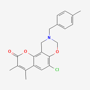 6-chloro-3,4-dimethyl-9-(4-methylbenzyl)-9,10-dihydro-2H,8H-chromeno[8,7-e][1,3]oxazin-2-one