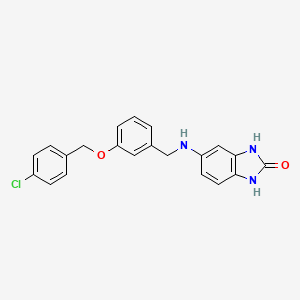 molecular formula C21H18ClN3O2 B11378343 5-({3-[(4-chlorobenzyl)oxy]benzyl}amino)-1,3-dihydro-2H-benzimidazol-2-one 