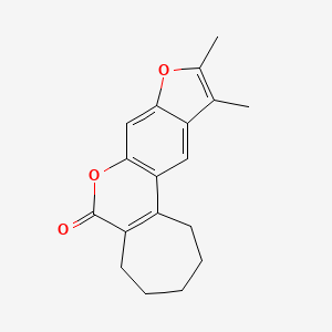 molecular formula C18H18O3 B11378369 10,11-dimethyl-2,3,4,5-tetrahydrocyclohepta[c]furo[3,2-g]chromen-6(1H)-one 