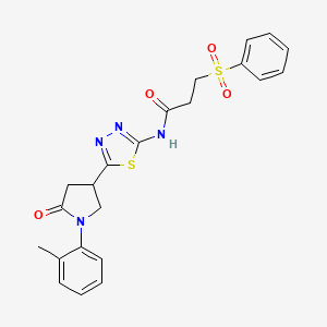 N-{5-[1-(2-methylphenyl)-5-oxopyrrolidin-3-yl]-1,3,4-thiadiazol-2-yl}-3-(phenylsulfonyl)propanamide