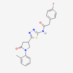 2-(4-fluorophenyl)-N-{5-[1-(2-methylphenyl)-5-oxopyrrolidin-3-yl]-1,3,4-thiadiazol-2-yl}acetamide